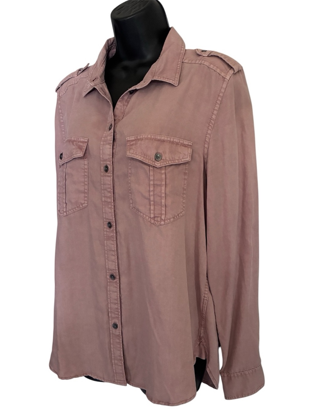 American Eagle Boyfriend Utility Washed Mauve Button Utility Cargo Shirt Sz M - Picture 5 of 10